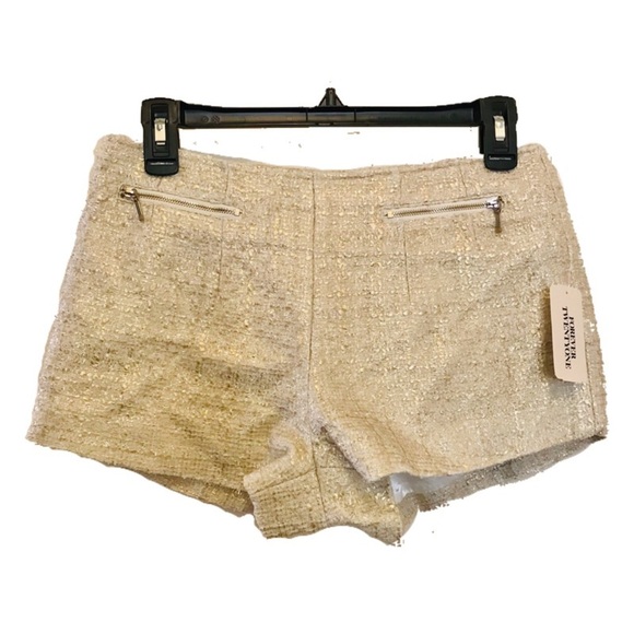Forever 21 Cream / Gold Tweed Dress Shorts - Picture 1 of 4